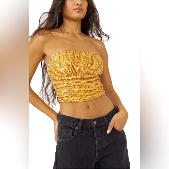 FREE PEOPLE Sequin TA DA Convertible/Strapless Top NWT - Picture 1 of 15